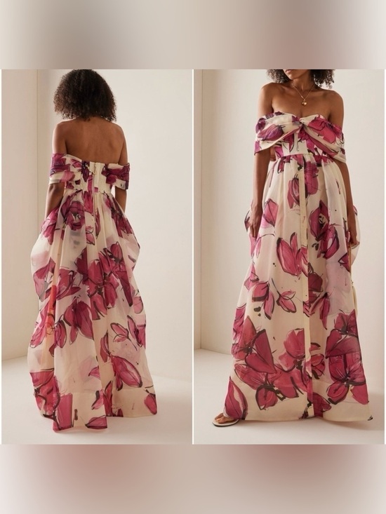 Aje Dresses & Skirts - NWT Aje Cordelia Corsetted Maxi Dress In Falling Florals Pink Size 12